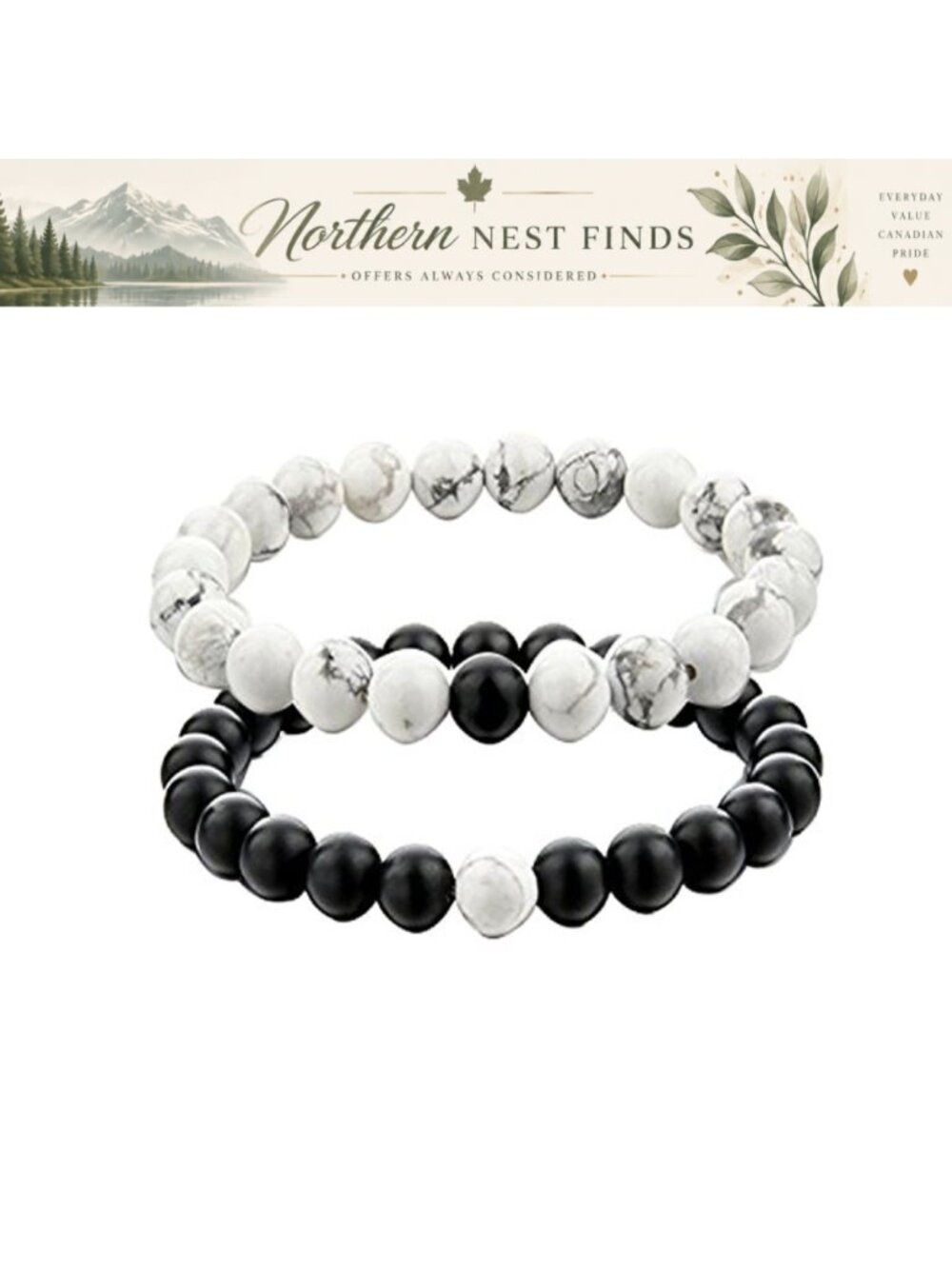 Matching Gemstone Beaded Bracelets Set 8mm Elastic Stretch Long Distance